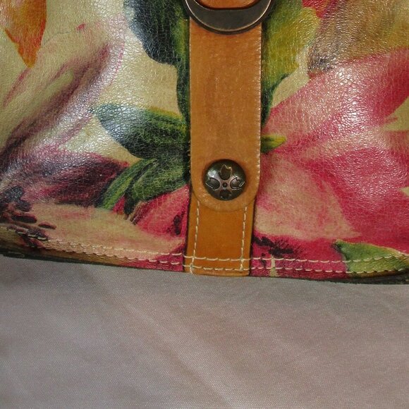 Patricia Nash Venezia Pouch Leather Canvas Floral Tote Posh Party Host Pick VGUC - Picture 6 of 15